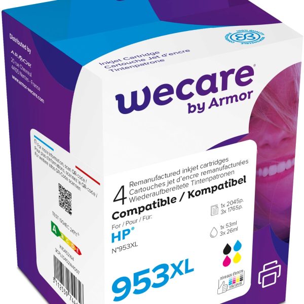 WECARE Tinte 953XL rebuilt CMYBK L0S70AEWE z.HP OJ Pro 8710 53/3x26ml
