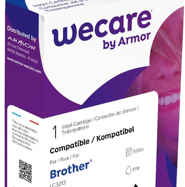 WECARE Tinte rebuilt schwarz LC-3213BKWE zu Brother DCP-J774DW 11ml