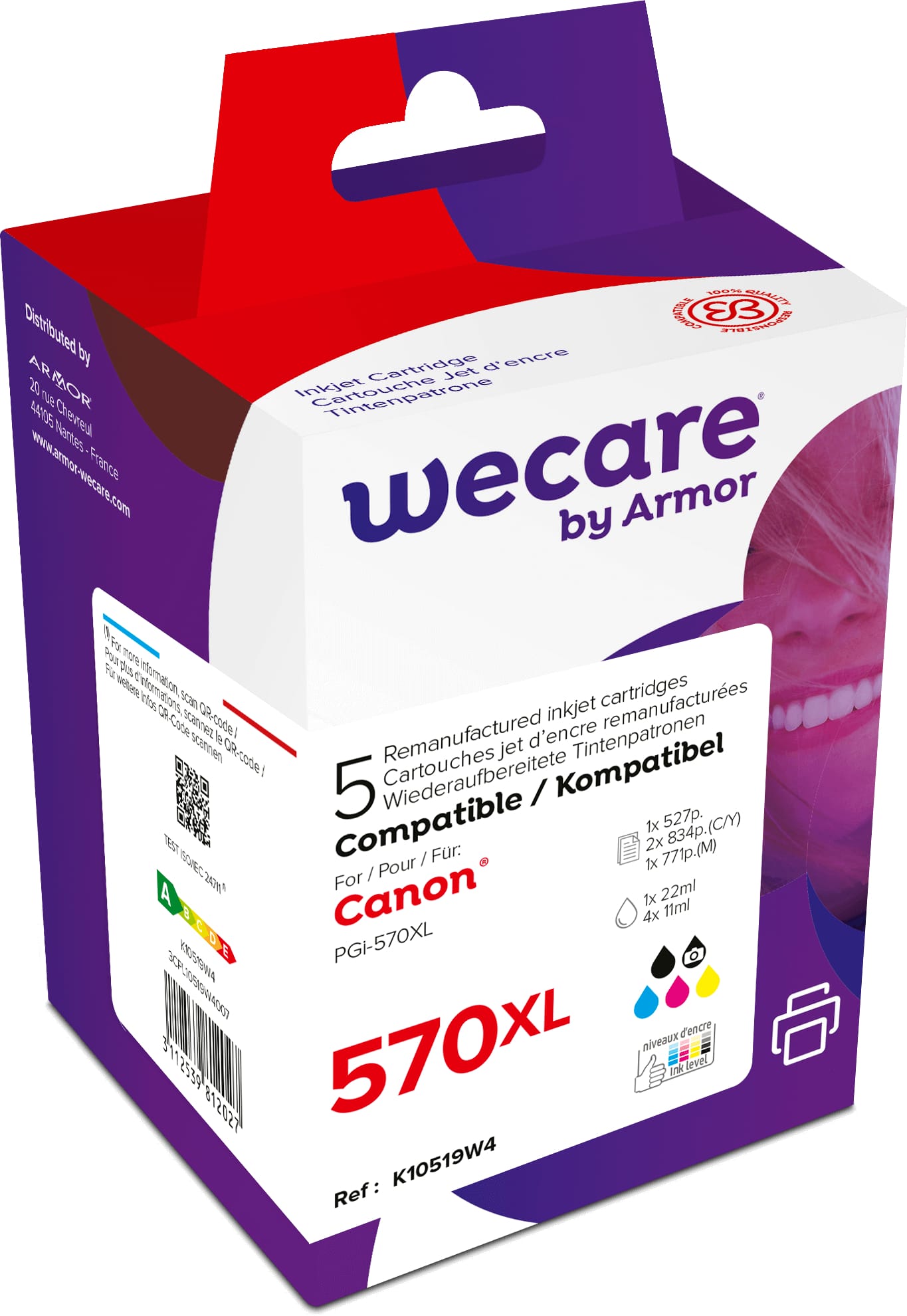 WECARE-PGCL570-1-3112539812027 WECARE Multipack rebuilt XL BKCMY PGCL570/1 zu Canon PIXMA MG5750 22/11ml – Hochwertig & günstig bei ShopDeca