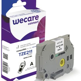 WECARE Band, laminiert schwarz/weiss Tze-211WE ersetzt Ptouch Tze-211 6mm