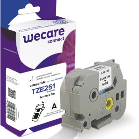 WECARE Band, laminiert schwarz/weiss Tze-251WE ersetzt Ptouch Tze-251 24mm
