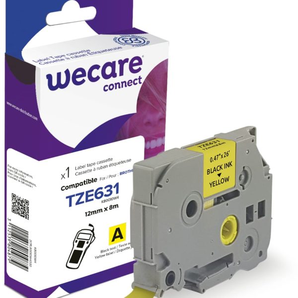 WECARE Band, laminiert schwarz/gelb Tze-631WE ersetzt Ptouch Tze-631 12mm