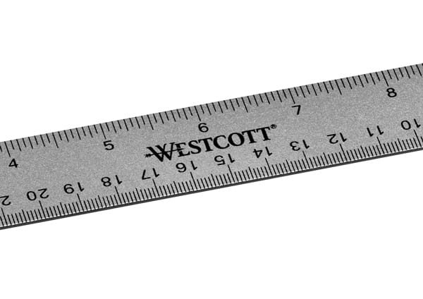 WESTCOTT Aluminium Lineal 30cm E-1417600 cm/inch Scala