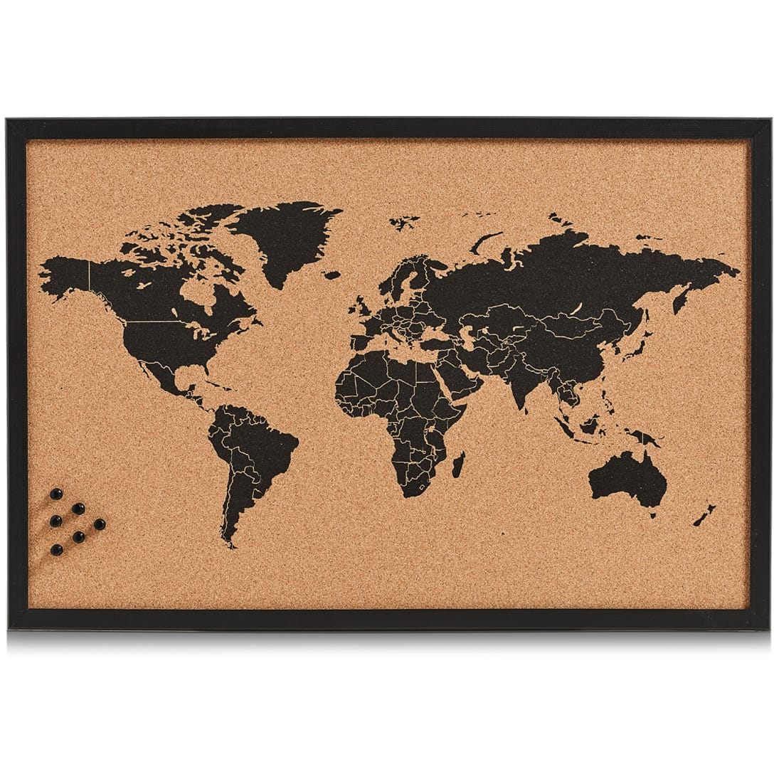 ZELLER-11571-4003368115719 ZELLER Pinboard World 59x40 cm 11571 schwarz – Hochwertig & günstig bei ShopDeca