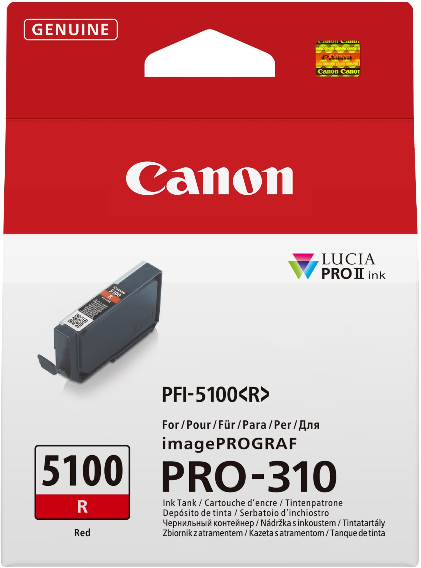 CANON-PFI-5100R-4549292243376 CANON Tintenpatrone rot PFI-5100R iPF PRO-310 14ml – Hochwertig & günstig bei ShopDeca