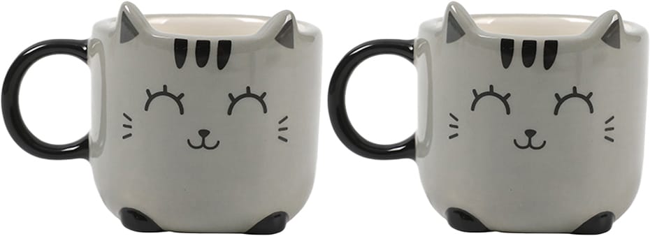 I-TOTAL-XL2520C-8053634000764 I-TOTAL Espressotassen 2er Set XL2520C Grey Cat – Hochwertig & günstig bei ShopDeca