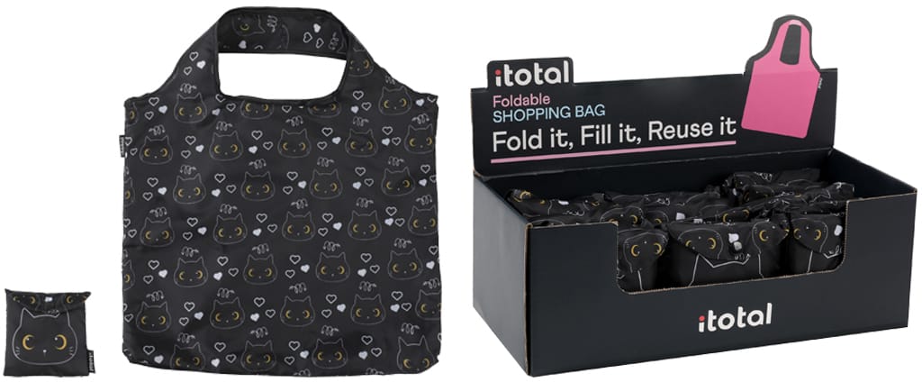 I-TOTAL-XL2661-8059037074302 I-TOTAL Shopping bag 57x42cm XL2661 Cats Black – Hochwertig & günstig bei ShopDeca