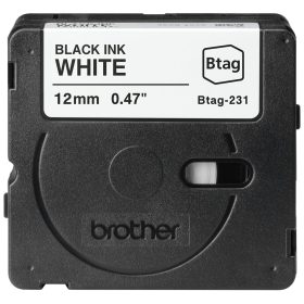 PTOUCH Band schwarz/weiss n.laminiert BTAG-231 PT-N10/N20/N25BT 12 mm