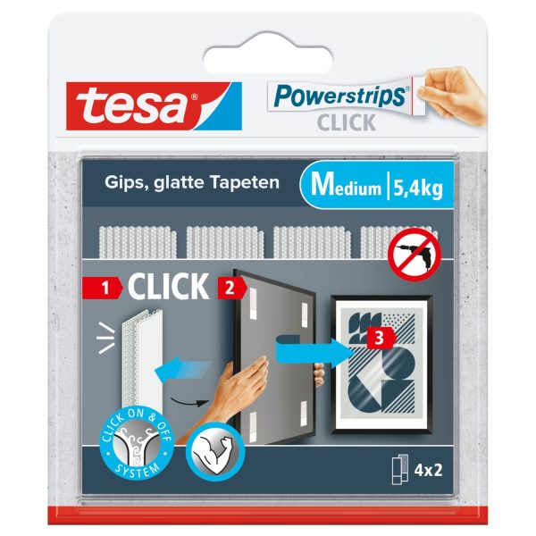 TESA Powerstrips 4x2 Streifen 77721-00000 Click Medium, Klettband