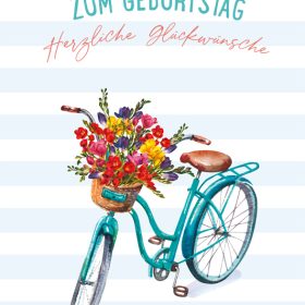 ABC Geburtstagskarte B6 51012 Fahrrad Blumen im Korb