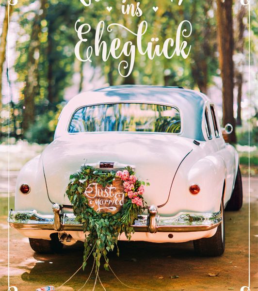 ABC Hochzeitskarte B6 51540 Auto Blumenherz