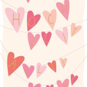 ABC Hochzeitskarte B6 51656 Wäscheleine mit Herzen