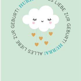 ABC Glückwunschkarte Baby B6 52652 Wolke mit Herzen
