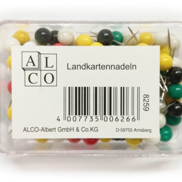 ALCO Landkartennadeln 5mmx16mm 626A farbig ass. 60 Stück