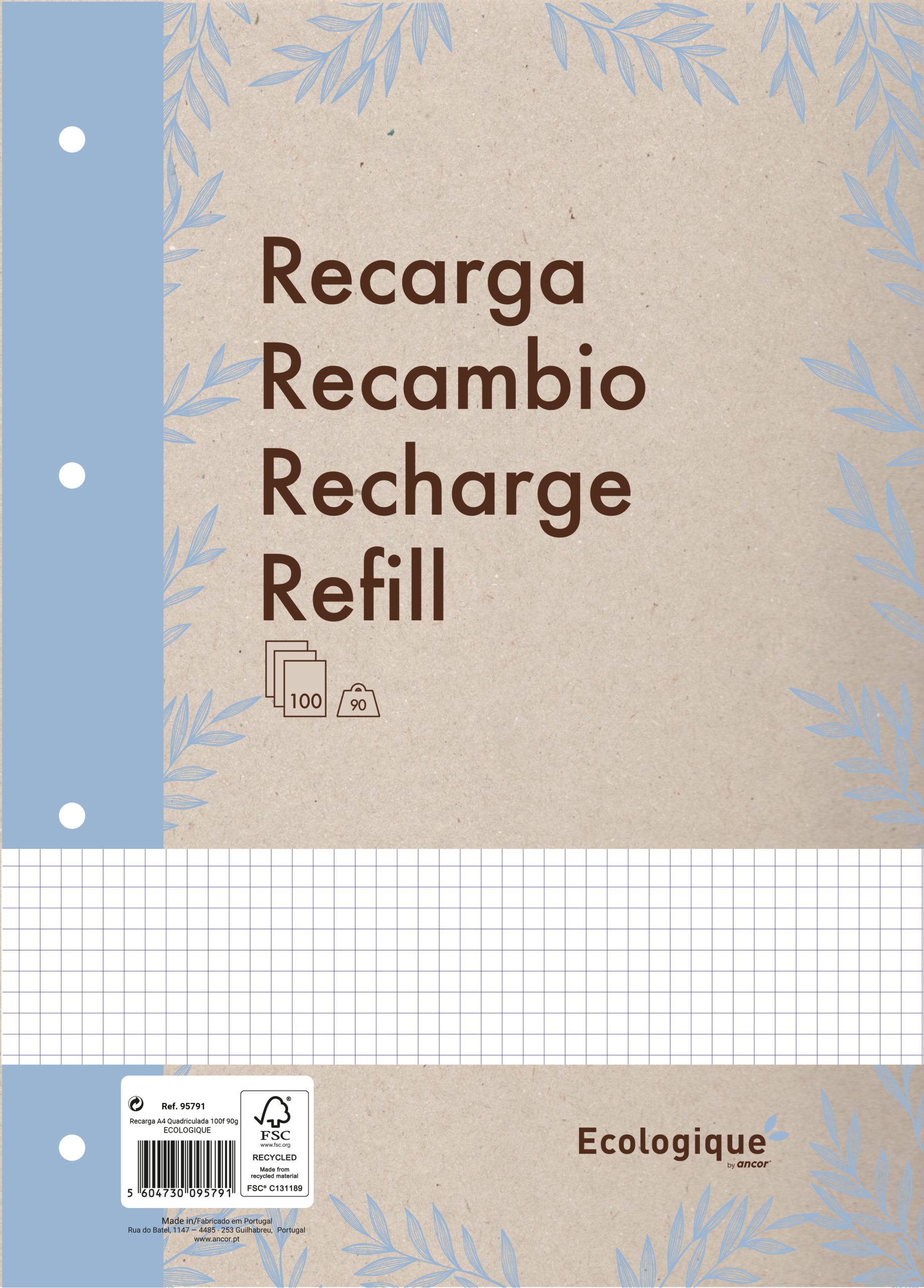 ANCOR-116137-5604730116137 ANCOR Refill Blätter A4 116137 ECOLOGIQUE,90g,kariert 100 Bl. – Hochwertig & günstig bei ShopDeca