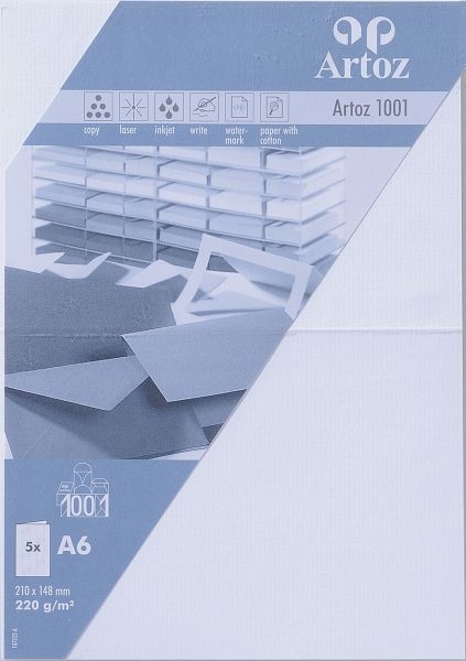 ASCII ARTOZ Karten 1001 A6 107322262 220g, blütenweiss 5 Blatt – Hochwertig & günstig bei ShopDeca