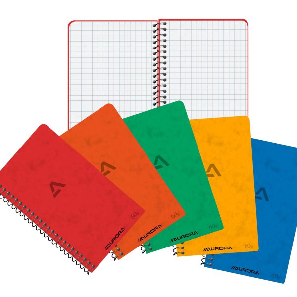AURORA Spiralheft 8x13,5cm 1450GQ5 assortiert, kariert 5mm 100 S.