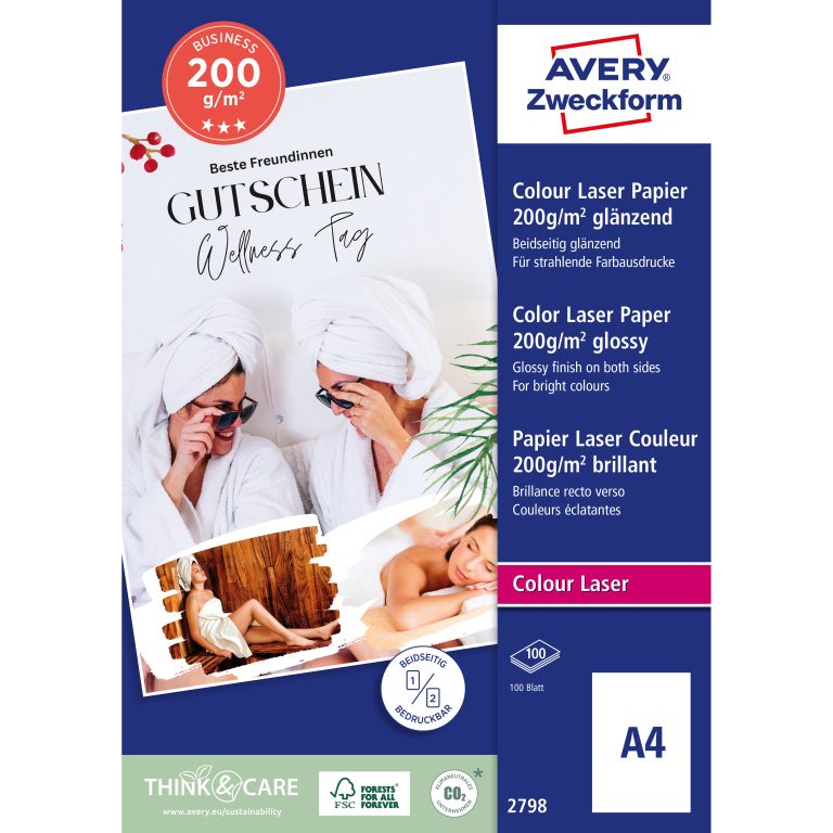 AVERY ZWECKFORM Laser Fotopapier A4 2798 200g, weiss 100 Blatt