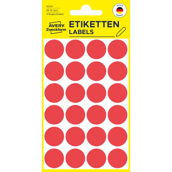 AVERY ZWECKFORM Markierungspunkte 18mm 3004 rot 96 Stück