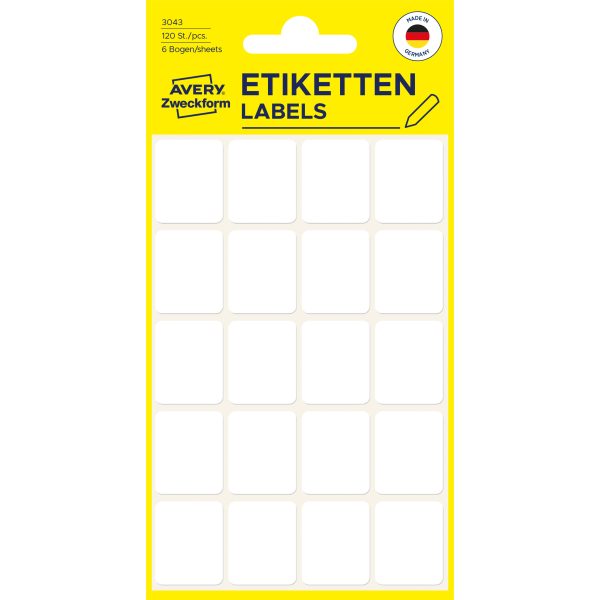 AVERY ZWECKFORM Etiketten 22×18mm 3043 weiss 120 Stück