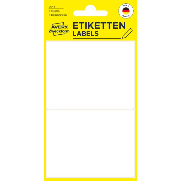 AVERY ZWECKFORM Etiketten 77×59mm 3046 weiss 8 Stück