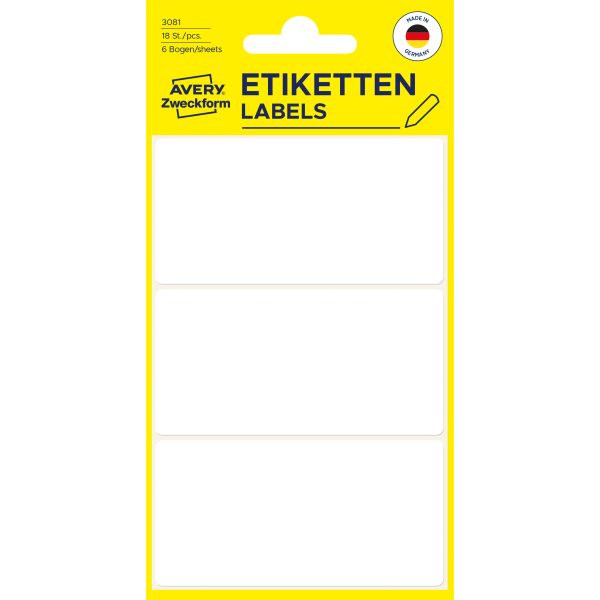 AVERY ZWECKFORM Etiketten 76×39mm 3081 weiss 18 Stück