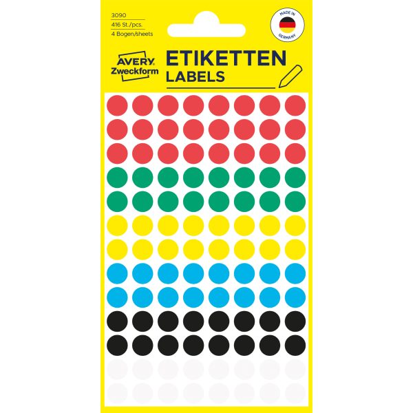 AVERY ZWECKFORM Markierungspunkte 8mm 3090 ass. 416 Stück