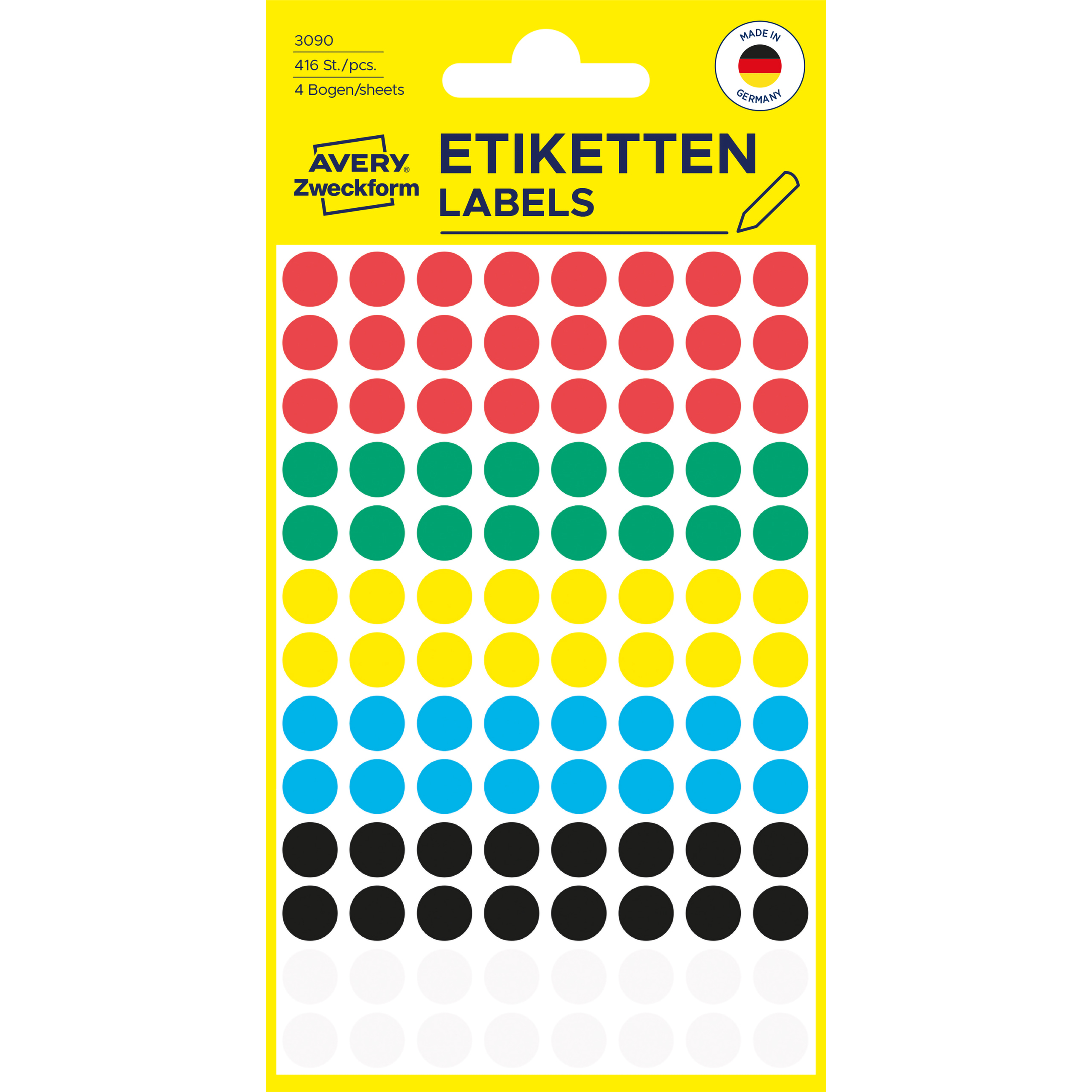 AVERY-ZWECKFORM-3090-4004182030905 AVERY ZWECKFORM Markierungspunkte 8mm 3090 ass. 416 Stück – Hochwertig & günstig bei ShopDeca