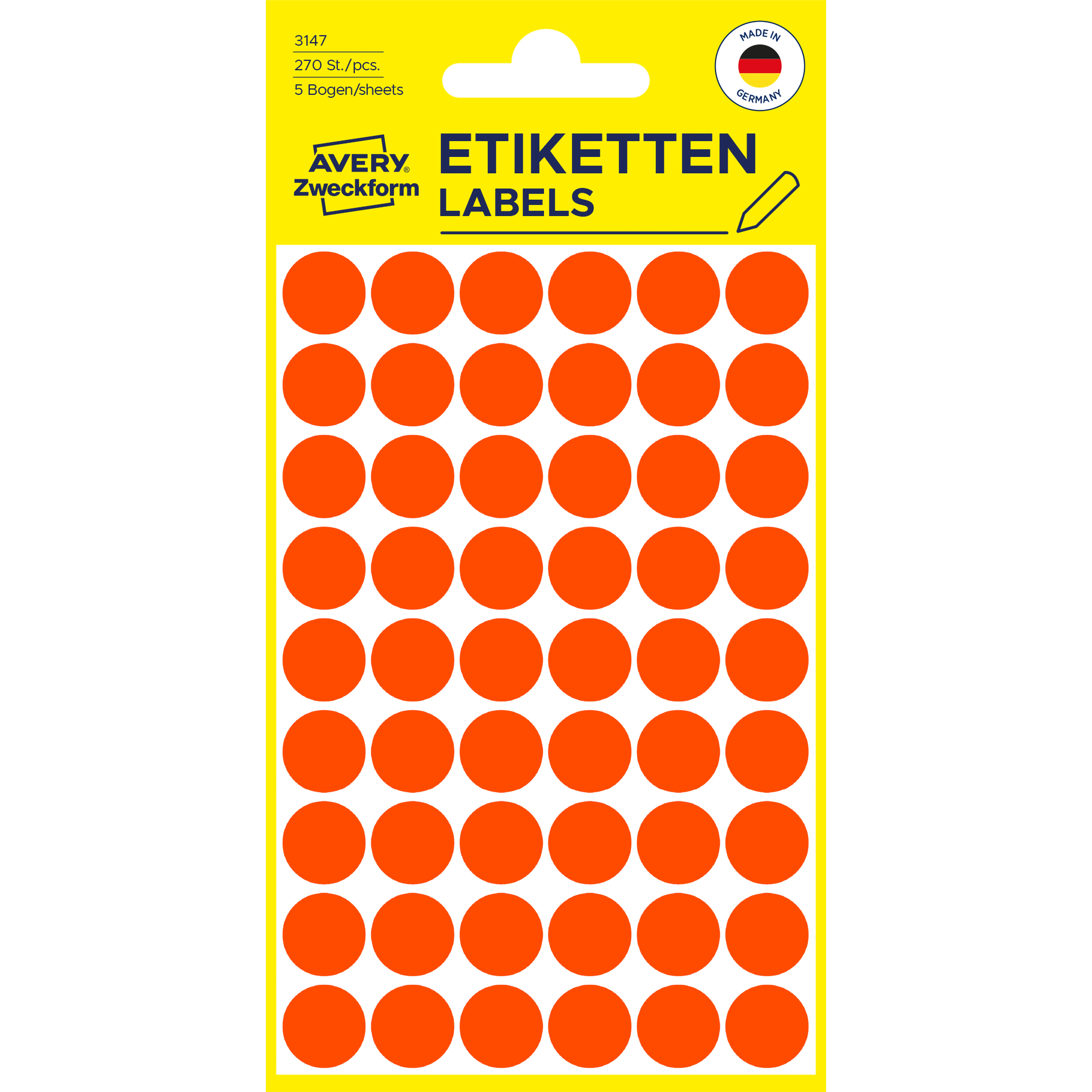 AVERY-ZWECKFORM-3147-4004182031476 AVERY ZWECKFORM Markierungspunkte 12mm 3147 rot 270 Stück – Hochwertig & günstig bei ShopDeca