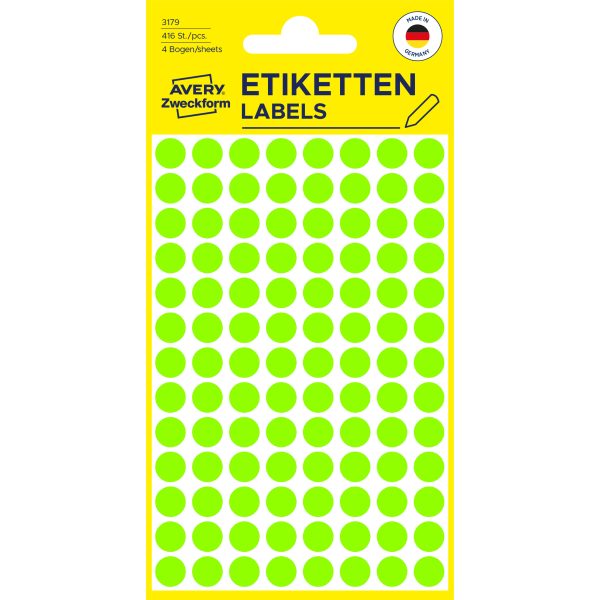 AVERY ZWECKFORM Markierungspunkte 8mm 3179 grün 416 Stück