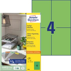 AVERY ZWECKFORM Etiketten 105x148mm 3458 Universal, grün 100Bl.4St.