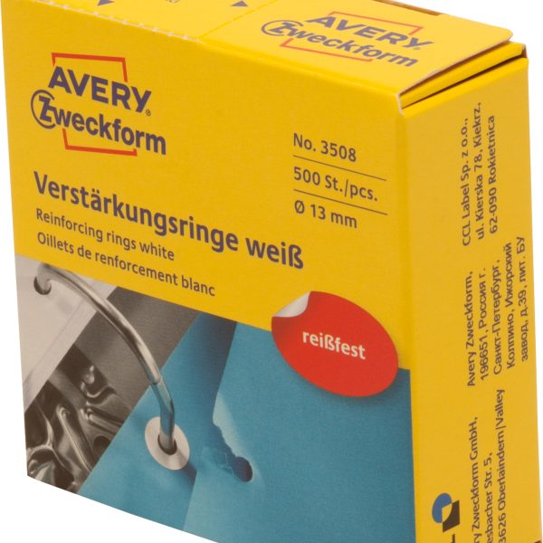 AVERY ZWECKFORM Verstärkungsringe 13mm weiss 3508 500 Stück