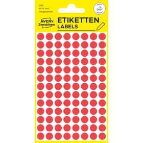 AVERY ZWECKFORM Markierungspunkte 8mm 3589 Rot, ablösbar 4 Blatt