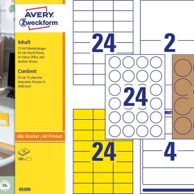 AVERY ZWECKFORM Etiketten Starter-Set 49300 ass., perm. 15 Blatt