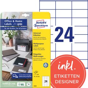 AVERY ZWECKFORM Etiketten 70x36mm 6122 weiss 240 Stk./10 Blatt