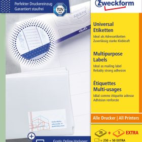 AVERY ZWECKFORM Universal-Etiketten 105x57mm 6137 weiss 30 Blatt