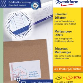 AVERY ZWECKFORM Universal-Etiketten 105x74mm 6138 weiss 30 Blatt