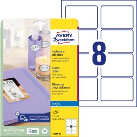 AVERY ZWECKFORM Etiketten 88,9x63,5mm C6081-10 weiss, glossy 80 Stück