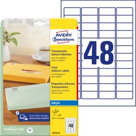 AVERY ZWECKFORM Etiketten 45,7x21,2mm J4720-25 transparent 1200 Stück