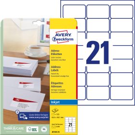 AVERY ZWECKFORM Adressetiketten 63,5x38,1mm J8160-25 weiss 525 Stück