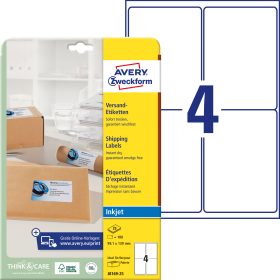 AVERY ZWECKFORM Adressetiketten 99,1x139mm J8169-25 weiss 100 Stück