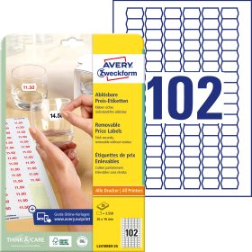 AVERY ZWECKFORM Preisetiketten 26×16mm L3410REV2 weiss 2550 Stück
