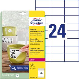 AVERY ZWECKFORM Etiketten Laser 70x37mm L4718REV2 weiss,wetterfest,ablösbar 20B.