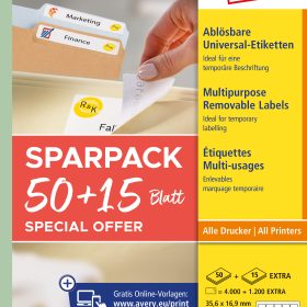 AVERY ZWECKFORM Universal-Etiketten 356x169mm L4732REV-65 weiss 50+15 Blatt