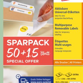 AVERY ZWECKFORM Universal-Etiketten 635x296mm L4737REV-65 weiss 50+15 Blatt