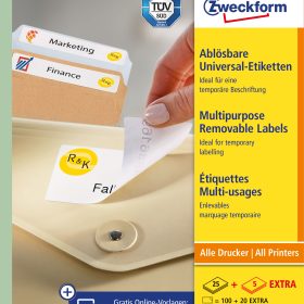 AVERY ZWECKFORM Universal-Etiketten 105x148mm L6028REV-25 weiss 30 Blatt