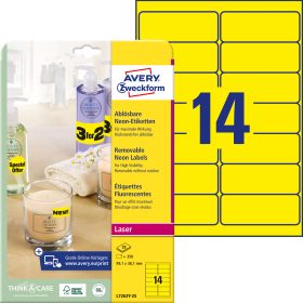 AVERY ZWECKFORM Etiketten 99,1x38,1mm L7263Y-25 gelb 350 Stück