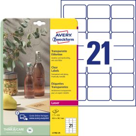 AVERY ZWECKFORM Etiketten 63,5x38,1mm L7782-25 transparent 525 Stück
