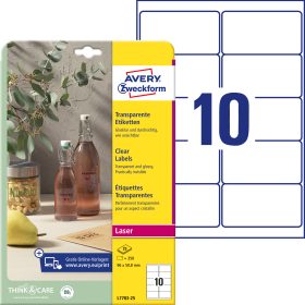 AVERY ZWECKFORM Etiketten 96x50,8mm L7783-25 glasklar 250 Stück