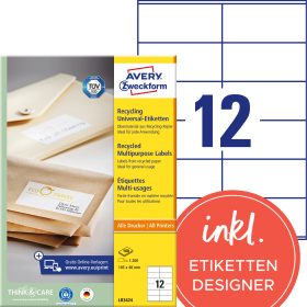 AVERY ZWECKFORM Etiketten 105x48mm LR3424 recycling 1200 Stück